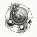 birth chart with celestial objects tattoo design idea