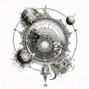 birth chart with celestial objects tattoo design idea