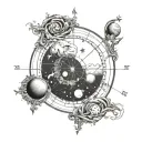 birth chart with celestial objects tattoo design idea