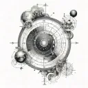 birth chart with celestial objects tattoo design idea