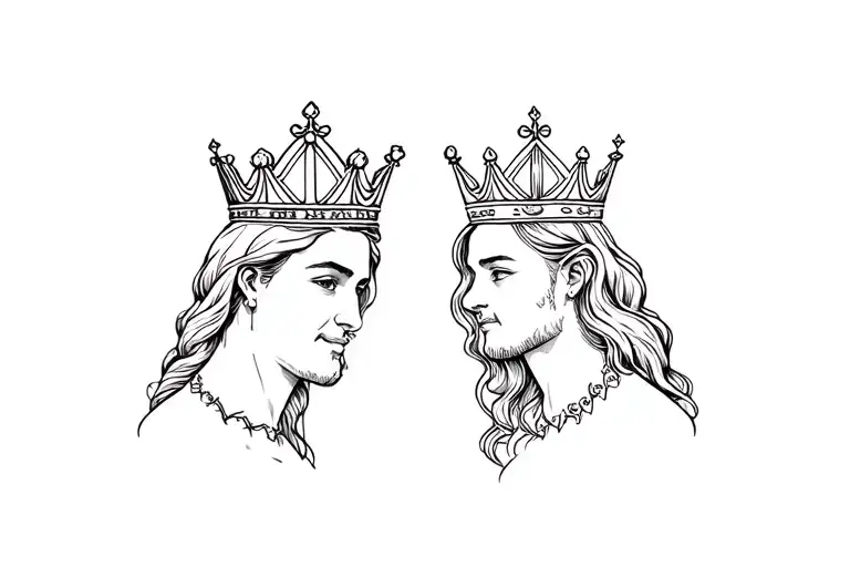 Generate a couple tattoo, with "Cherry" as queen, and "Marvin" as King, put the kind and queen crowns on top tattoo design idea