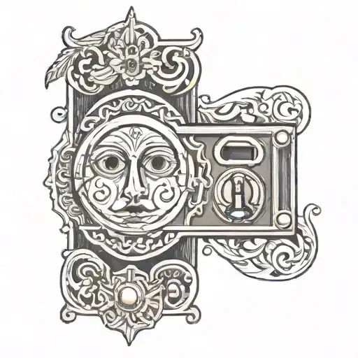 traditional lock, eyes tattoo design idea