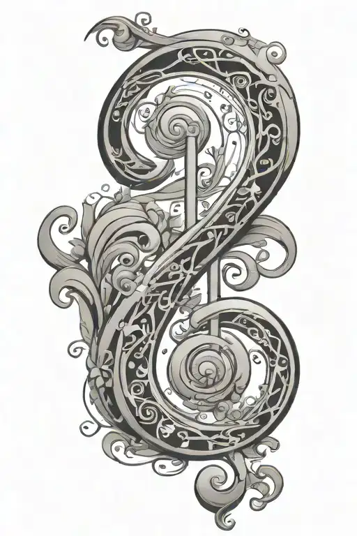 bass clef intertwined tattoo design idea