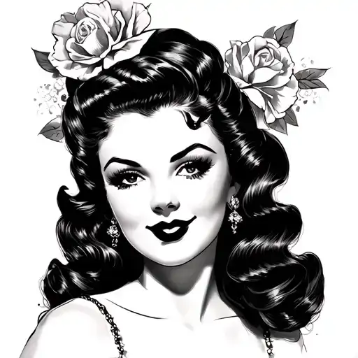 black pin up girl from 1920s tattoo design idea