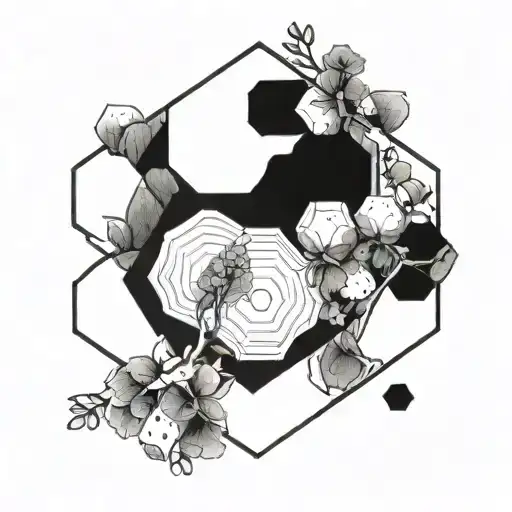 Image of this: Dimples embedded in the outline of the hexagon: Rather than drawing the entire hexagon, you could opt tattoo design idea