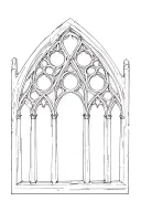 gothic cathedral window, in ruins, with wiccan  tattoo design idea