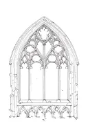 gothic cathedral window, in ruins, with wiccan  tattoo design idea