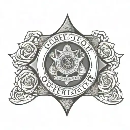 correction officer badge with elements tattoo design idea