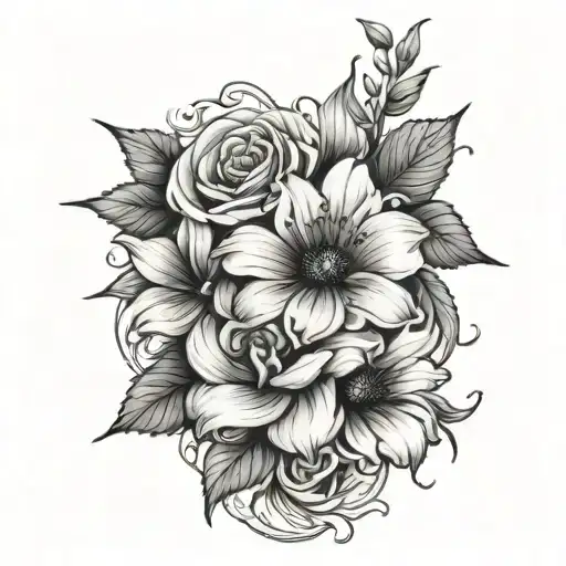 flowers one day at a time piece tattoo design idea