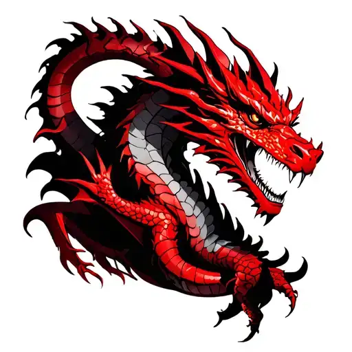realistic red dragon satanic tattoo design idea