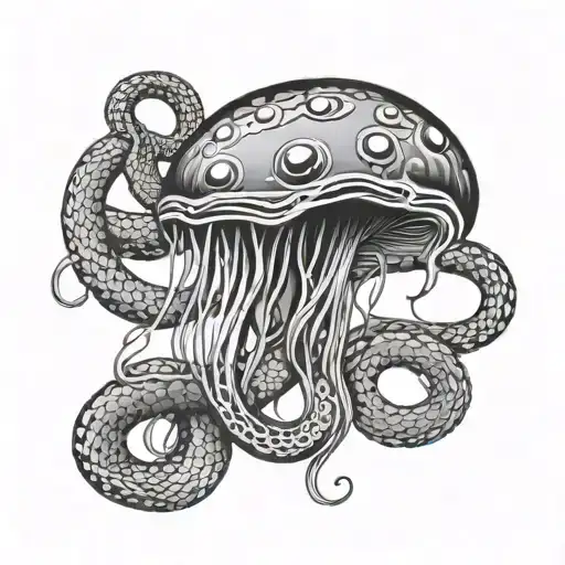 jelly fish and snake tattoo design idea