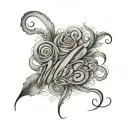 N+M+B cursive writing tattoo design idea