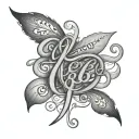 N+M+B cursive writing tattoo design idea