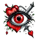 eye heart dagger tattoo design idea