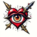 eye heart dagger tattoo design idea