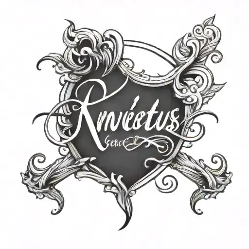 simple elegant cursive compas with invictus text tattoo design idea