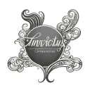 simple elegant cursive compas with invictus text tattoo design idea