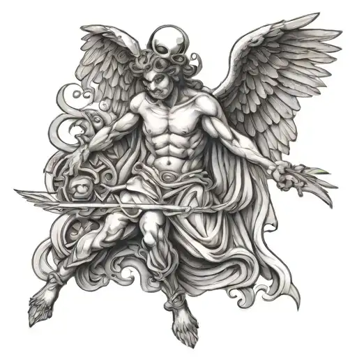 angel killing demon tattoo design idea