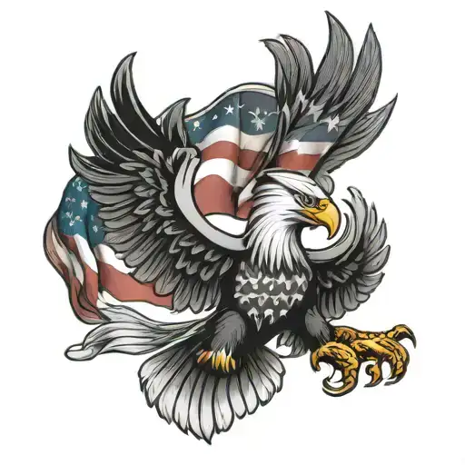 American Flag Russia Eagle soaring tattoo design idea