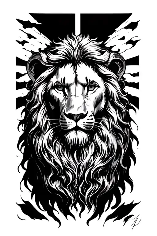 Bliss in the apocalypse Jesus lion tattoo design idea