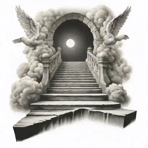 stairs going into heaven tattoo design idea