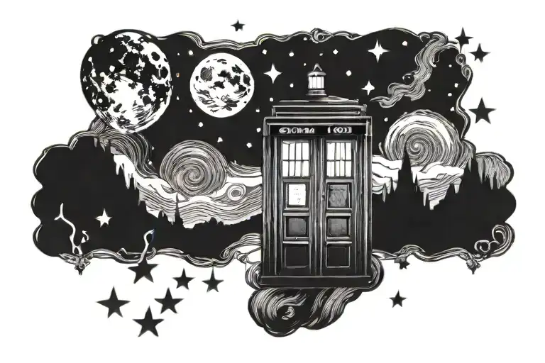 tardis starry night tattoo design idea