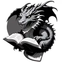 Dragon Reading A Book tattoo design idea