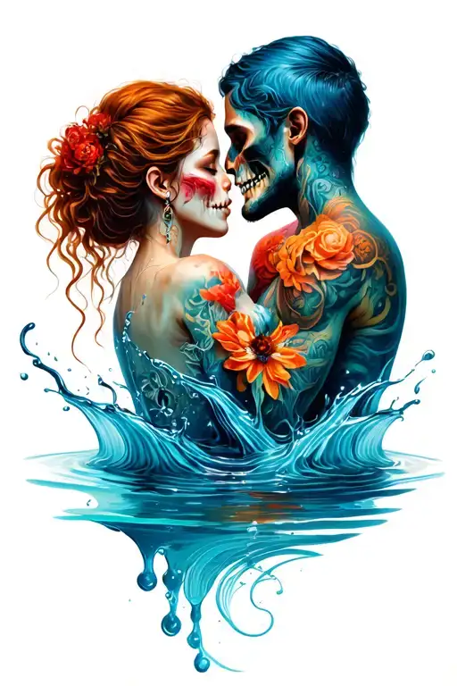 deceased soulmate love water tattoo design idea