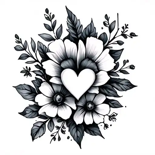31.05.25 with hearts and flowers tattoo design idea