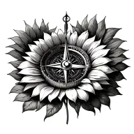 sunflower around compass surrounded tattoo design idea