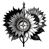 sunflower around compass surrounded tattoo design idea
