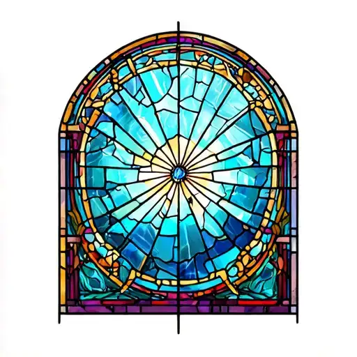 broken stained glass window tattoo design idea
