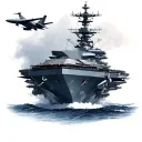 USS Carl Vinson aircraft carrier with plane taking off tattoo design idea