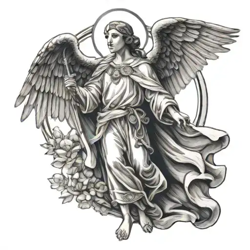 saint Gabriel with biblical accurate angel tattoo design idea