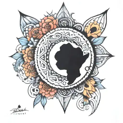 mandela style mixed tattoo design idea