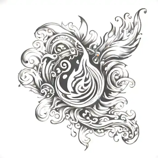 Elements Fire Water tattoo design idea