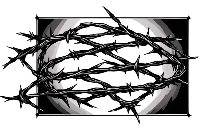 abstract thorns and barbed wire wrapped tattoo design idea