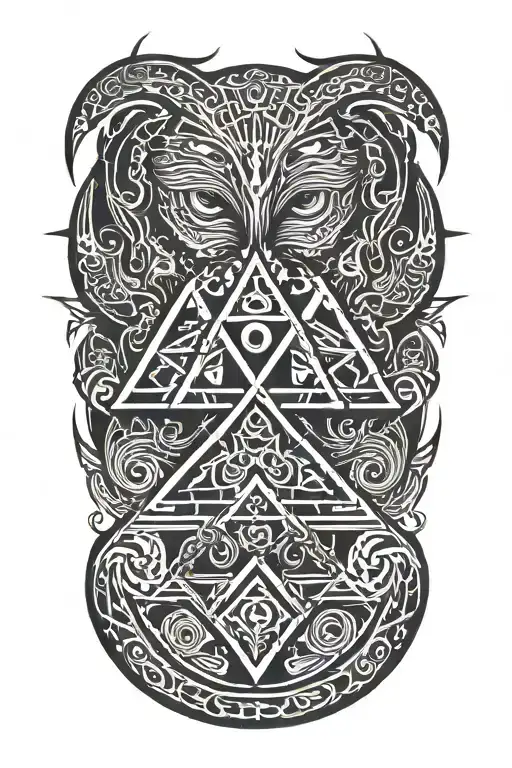 tree snake pyramid crow tattoo design idea