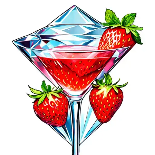 StrawberryMartini spread within a diamond.I Without strawberries tattoo design idea