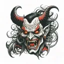 devil horror face and red eyes  tattoo design idea