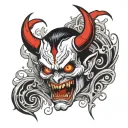 devil horror face and red eyes  tattoo design idea