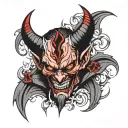 devil horror face and red eyes  tattoo design idea