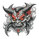 devil horror face and red eyes  tattoo design idea