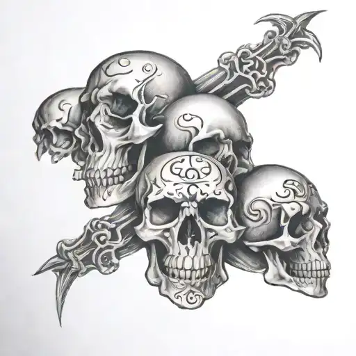 Family of Skulls tattoo design idea