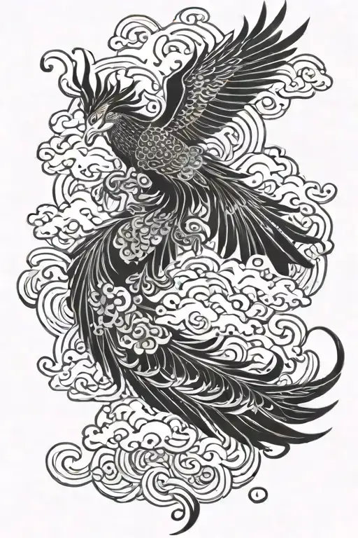 Asian phoenix Seattle Taurus clouds tattoo design idea