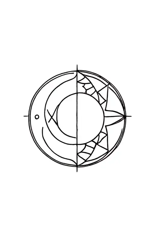 Moon and Sun in one circle and add rhombuses to which space objects tattoo design idea
