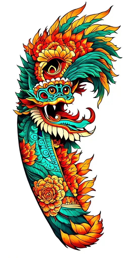 kukulkan arm sleeve tattoo design idea