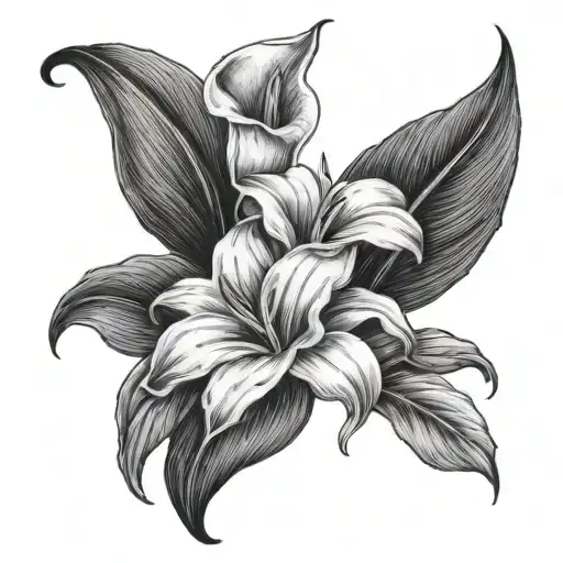 calla lily, rose, tulip, oriental lily tattoo design idea