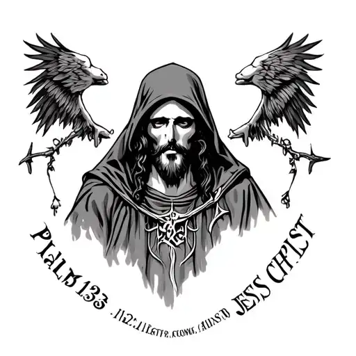 "Psalms 139:12" Hooded reaper symbolism to jesus christ tattoo design idea
