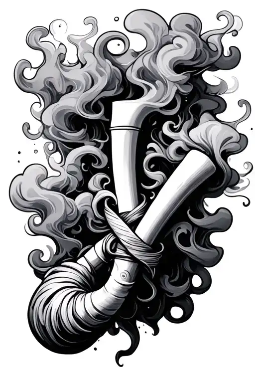 joint surrounded by smoke tattoo design idea